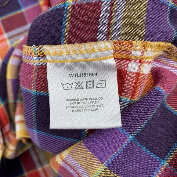 Wrangler Pearl Snap Shirt Womens XL Multi Color Plaid Flannel Western Cowgirl - Picture 5 of 9